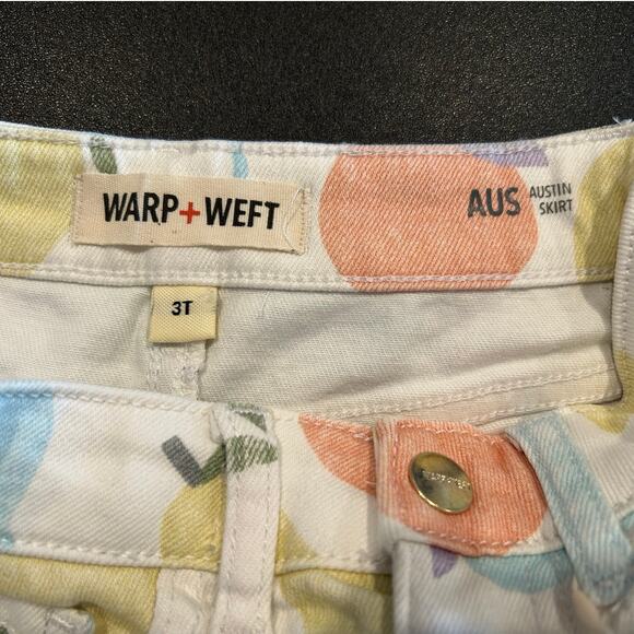 NWT Warp + Weft Fruit Denim Skirt – Toddler Girl Size 3, White/Pastel Print - Picture 5 of 8